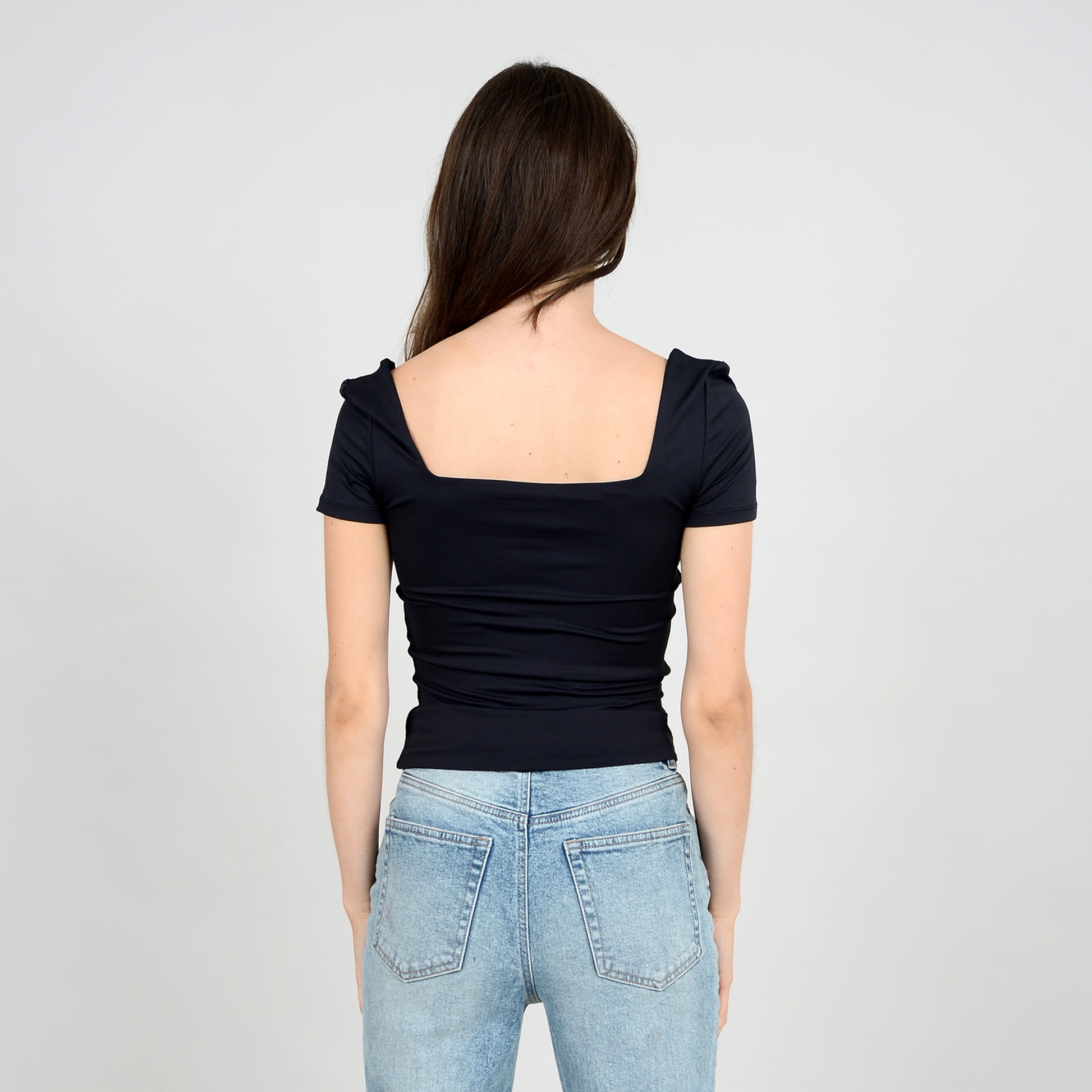 RD STYLE STACY SECOND SKIN SHORT SLEEVE TOP - BLACK - Vi-Leen's Fashions
