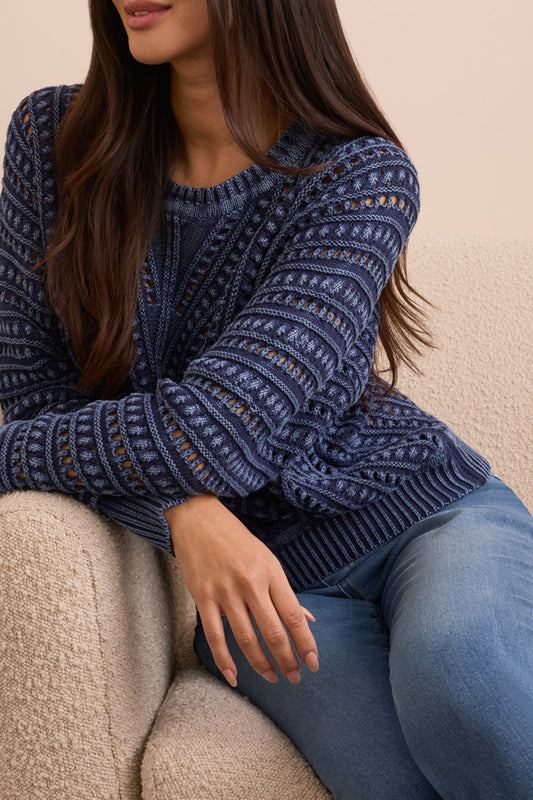 TRIBAL CREW NECK SWEATER - NIGHT FALL