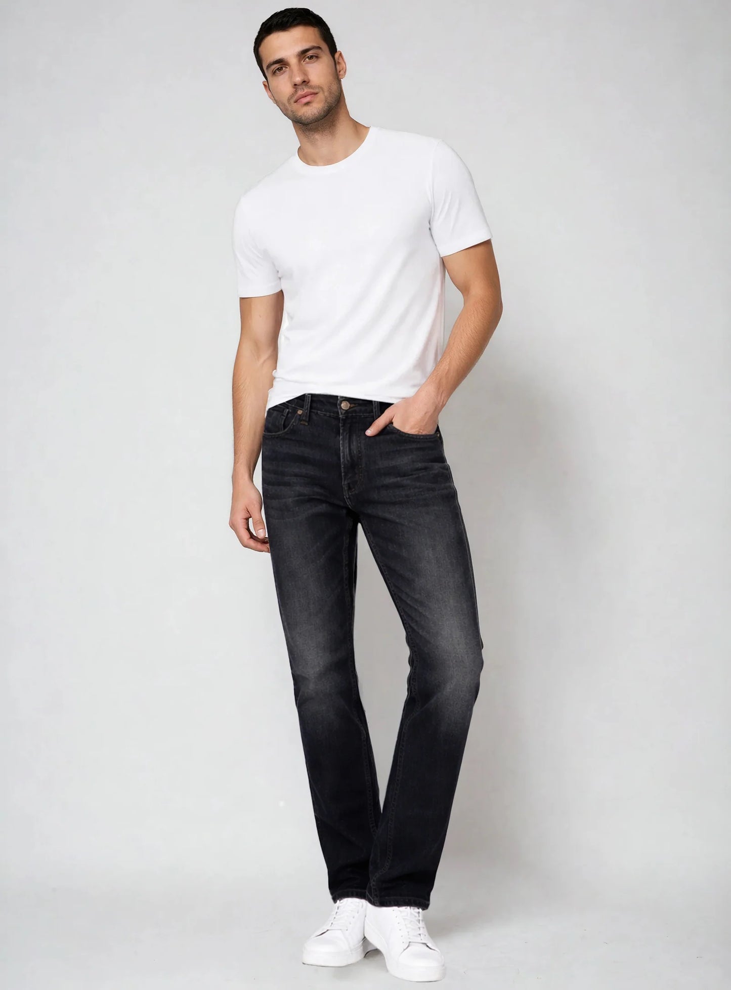 MEN'S POINT ZERO FLEX STRAIGHT LEG JEAN - BLACK WASH - Vi-Leen's Fashions
