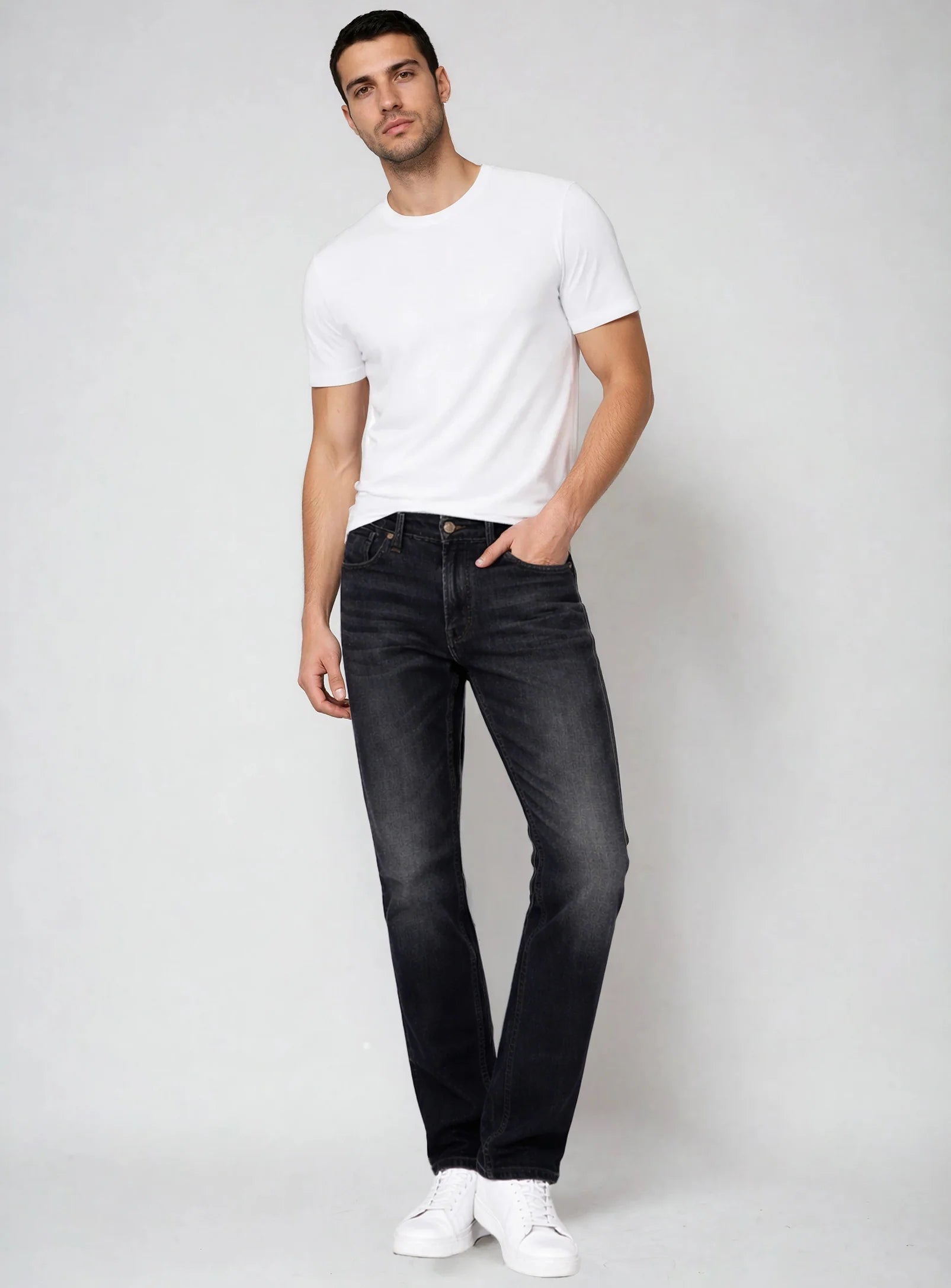 MEN'S POINT ZERO FLEX STRAIGHT LEG JEAN - BLACK WASH - Vi-Leen's Fashions