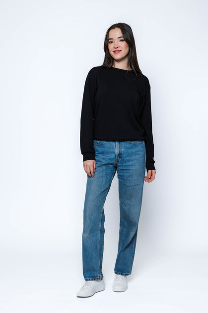 ORB JENNA CREW NECK SWEATSHIRT - BLACK
