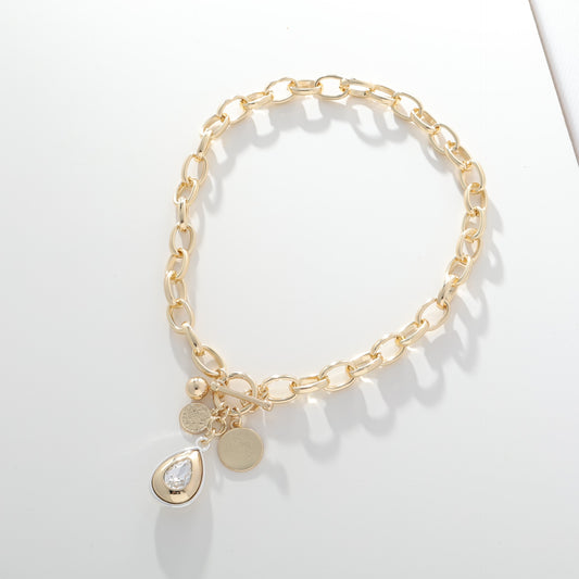 GOLD NECKLACE WITH CRYSTAL DROP