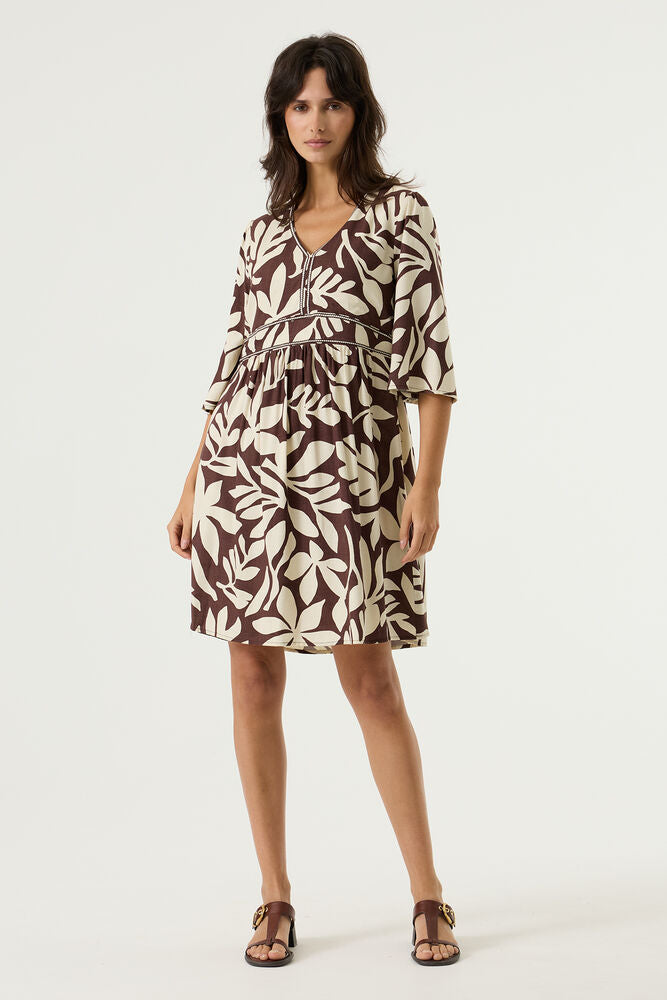GARCIA EARTH BROWN PRINT DRESS - Vi-Leen's Fashions
