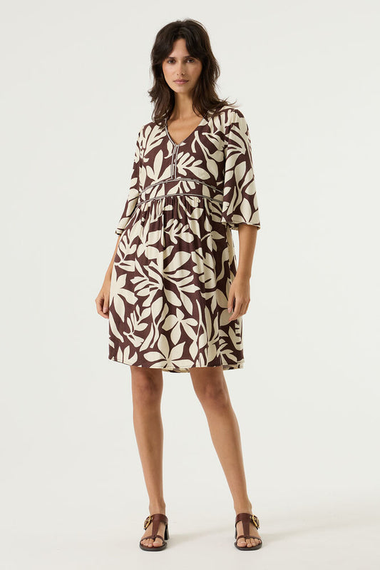 GARCIA EARTH BROWN PRINT DRESS - Vi-Leen's Fashions