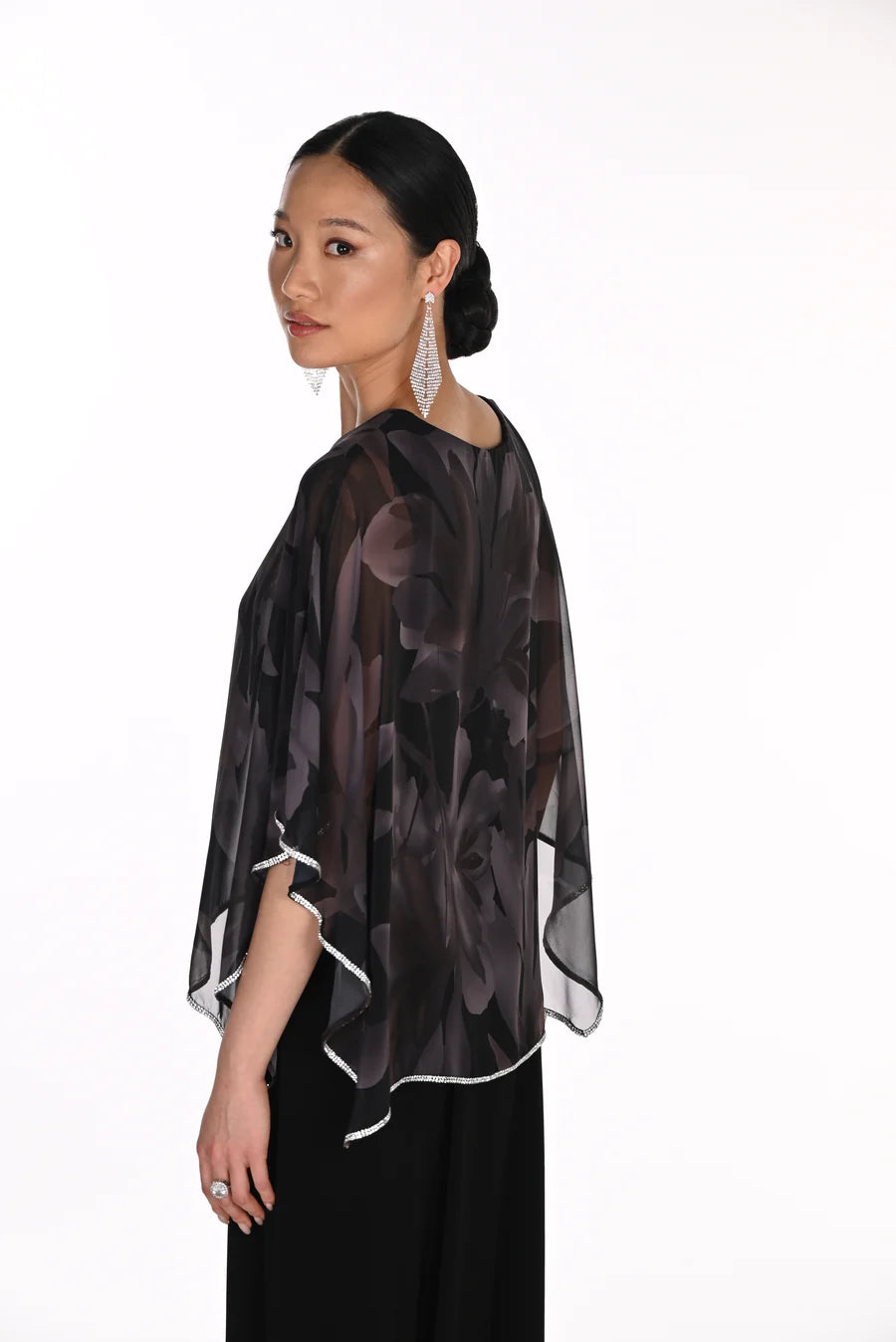 FRANK LYMAN CHIFFON PRINT TOP - BLACK/GREY - Vi-Leen's Fashions