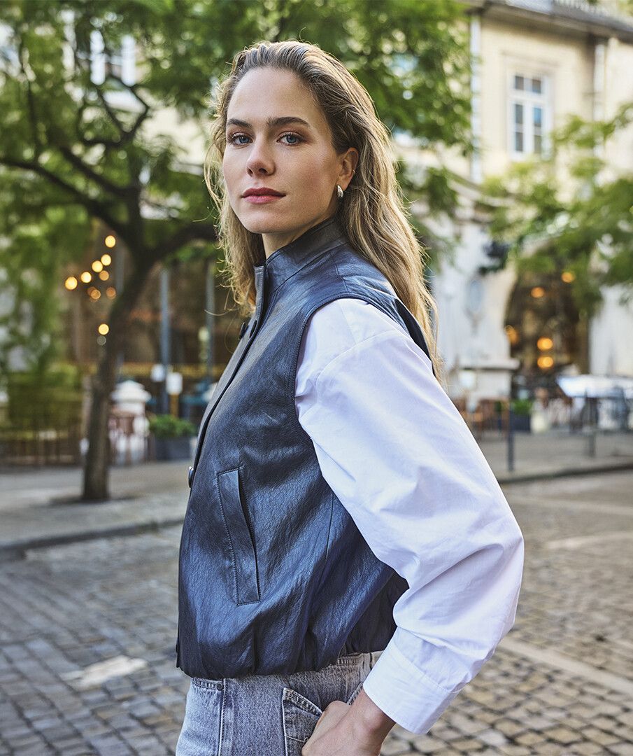 ESQUALO DOUBLE BREASTED WAIST COAT - BLACK