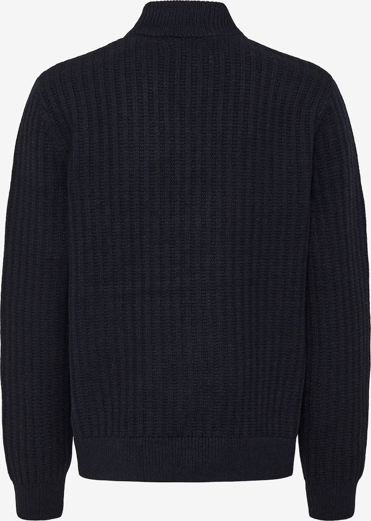 BLEND KNIT POLO SWEATER - DARK NAVY