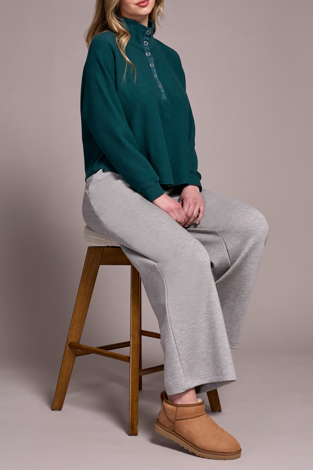 TRIBAL HENLEY RIBBED TOP - SILVER PINE