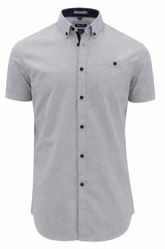 MEN'S POINT ZERO POLY COTTON SHIRT - LIGHT GREY - Vi-Leen's Fashions