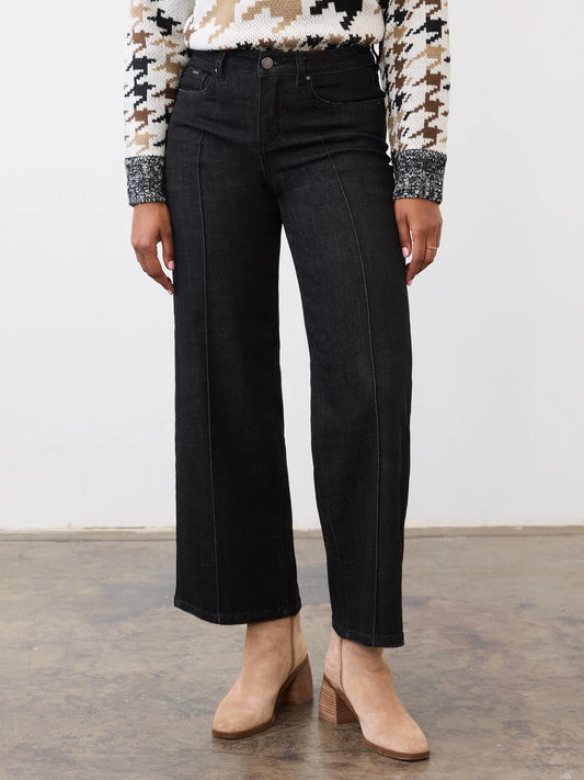 FDJ OLIVIA PINTUCK WIDE LEG JEAN - DEEP BLACK