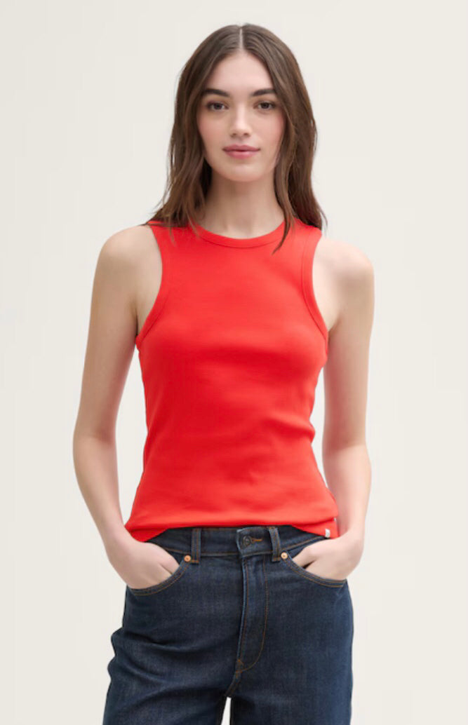TOM TAILOR RACER BACK RIB TANK - RED