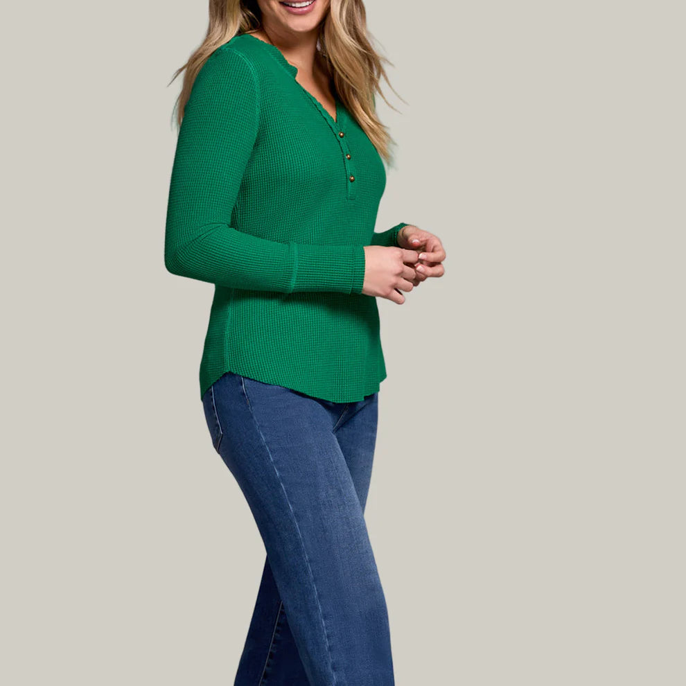 TRIBAL HENLEY TOP - FIELD GREEN
