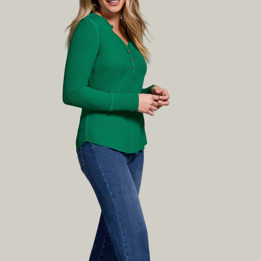 TRIBAL HENLEY TOP - FIELD GREEN