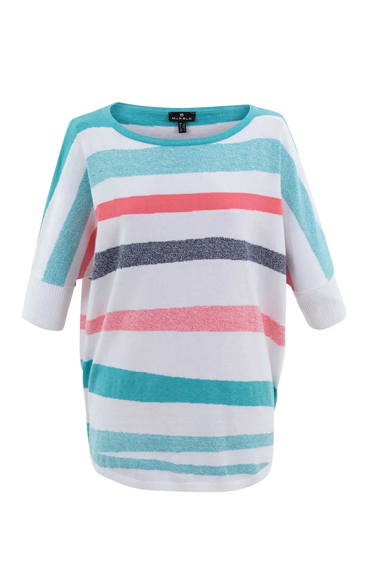 MARBLE COTTON RAGLAN SHORT SLEEVE SWEATER - Vi-Leen's Fashions