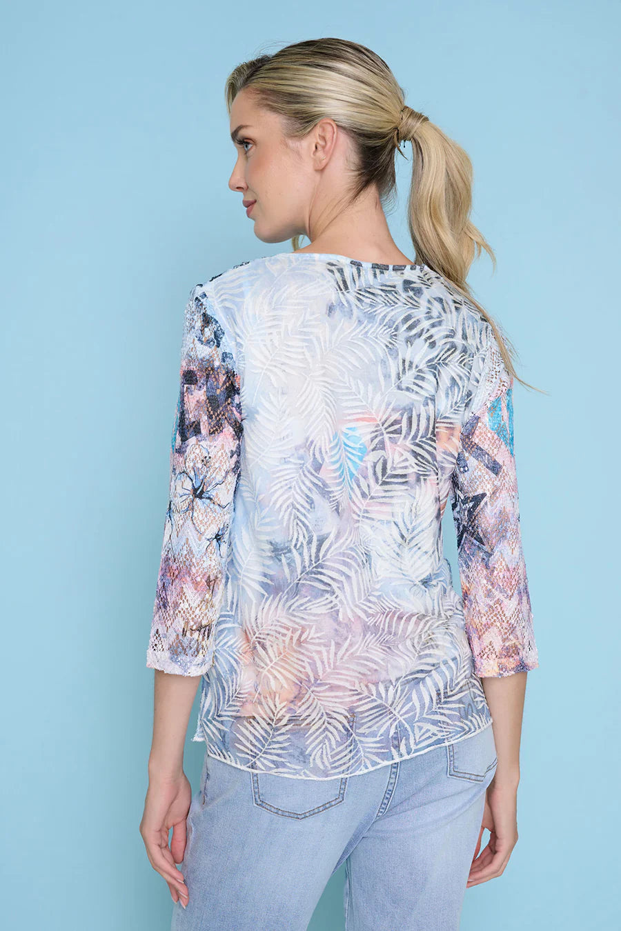 PICADILLY 3/4 SLEEVE PRINTED TOP - MULTI PRINT - Vi-Leen's Fashions