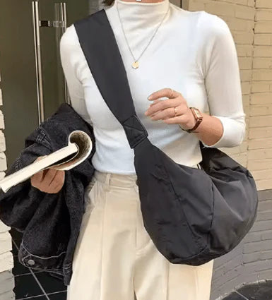 CANA COTTON SLING HOBO - BLACK