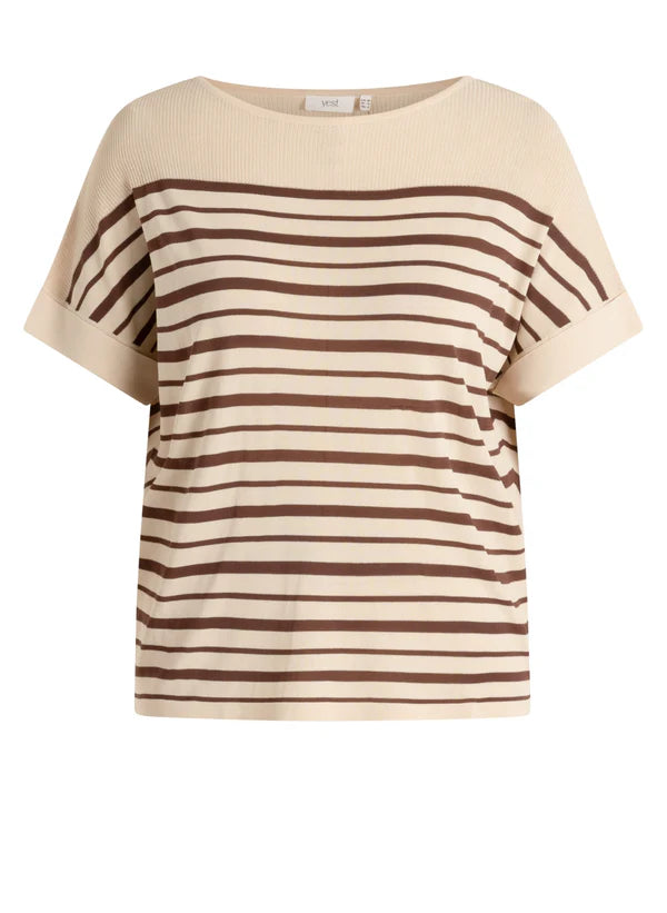 YEST MABELL TOP - SAND/COFFEE - Vi-Leen's Fashions