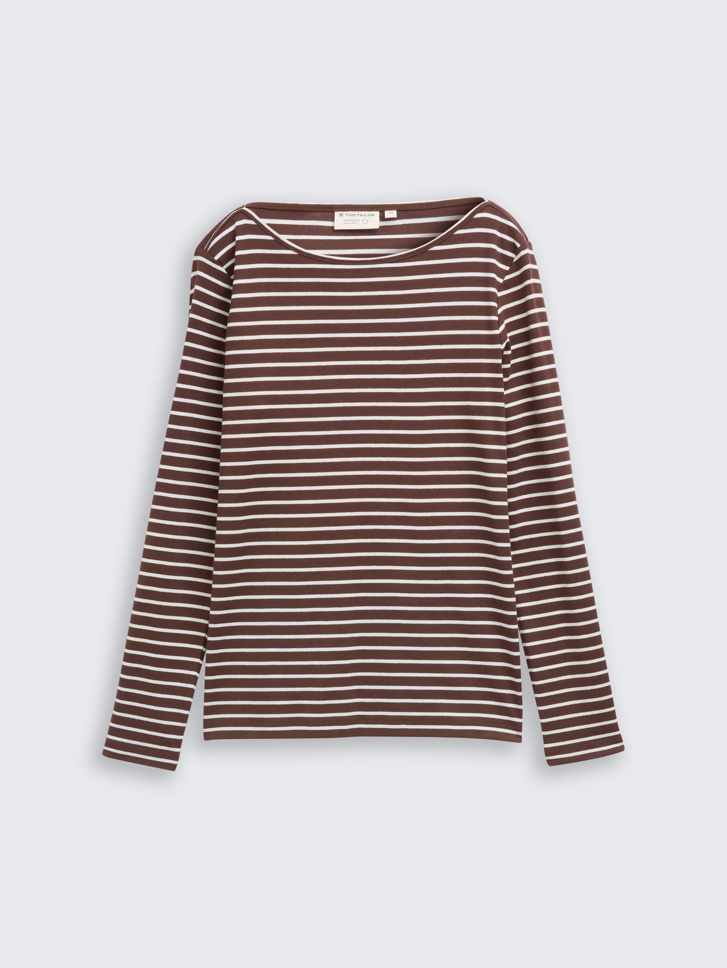 TOM TAILOR BOATNECK STRIPE TOP - BROWN