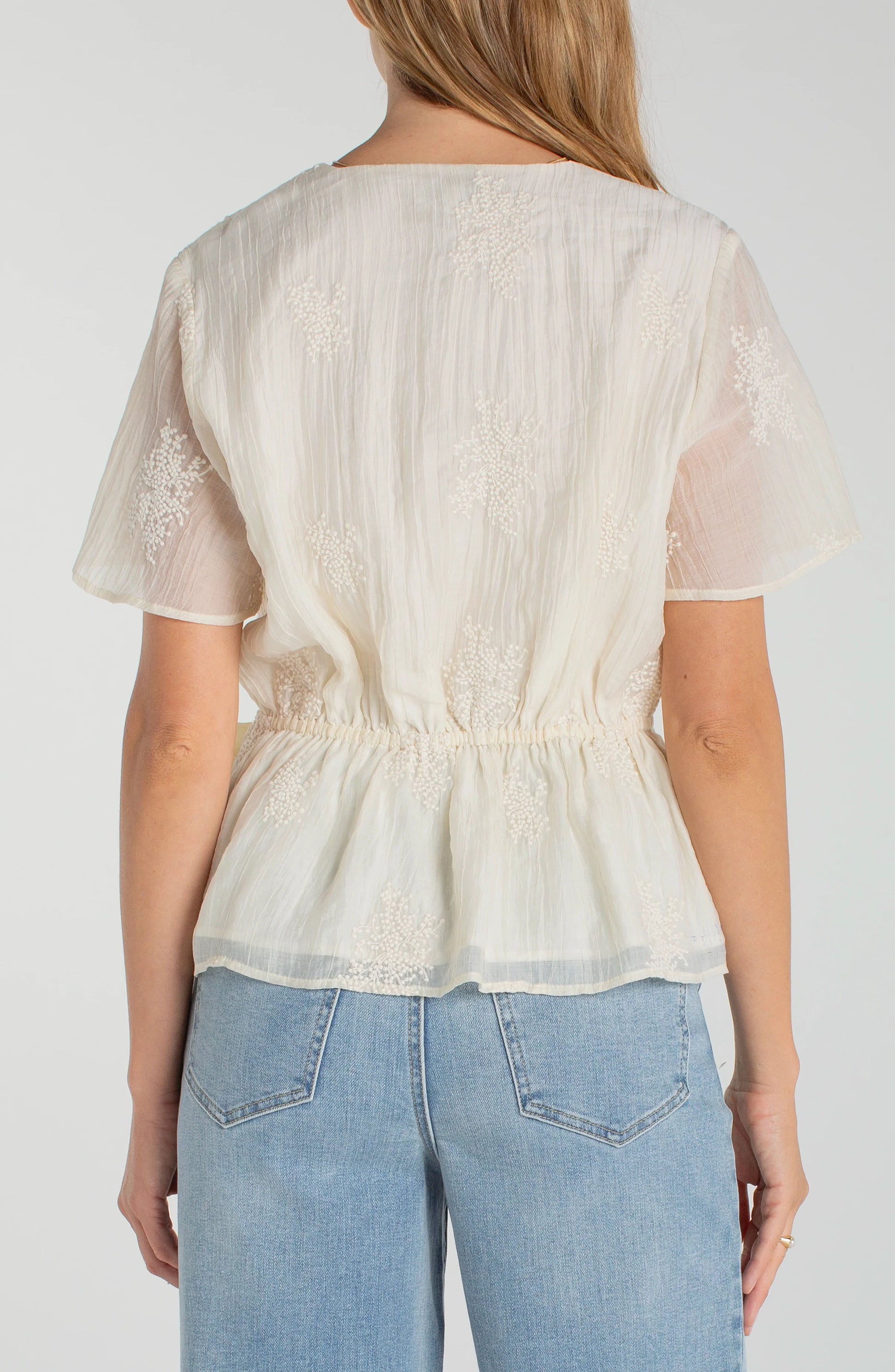 LIVERPOOL WRAP FRONT WOVEN TOP - CREAM - Vi-Leen's Fashions