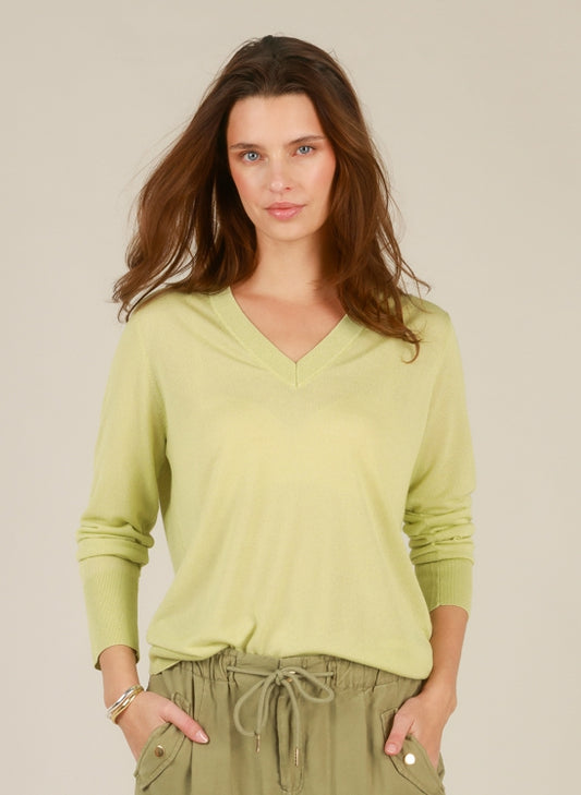 YEST IOLANA V-NECK SWEATER - LINDEN - Vi-Leen's Fashions