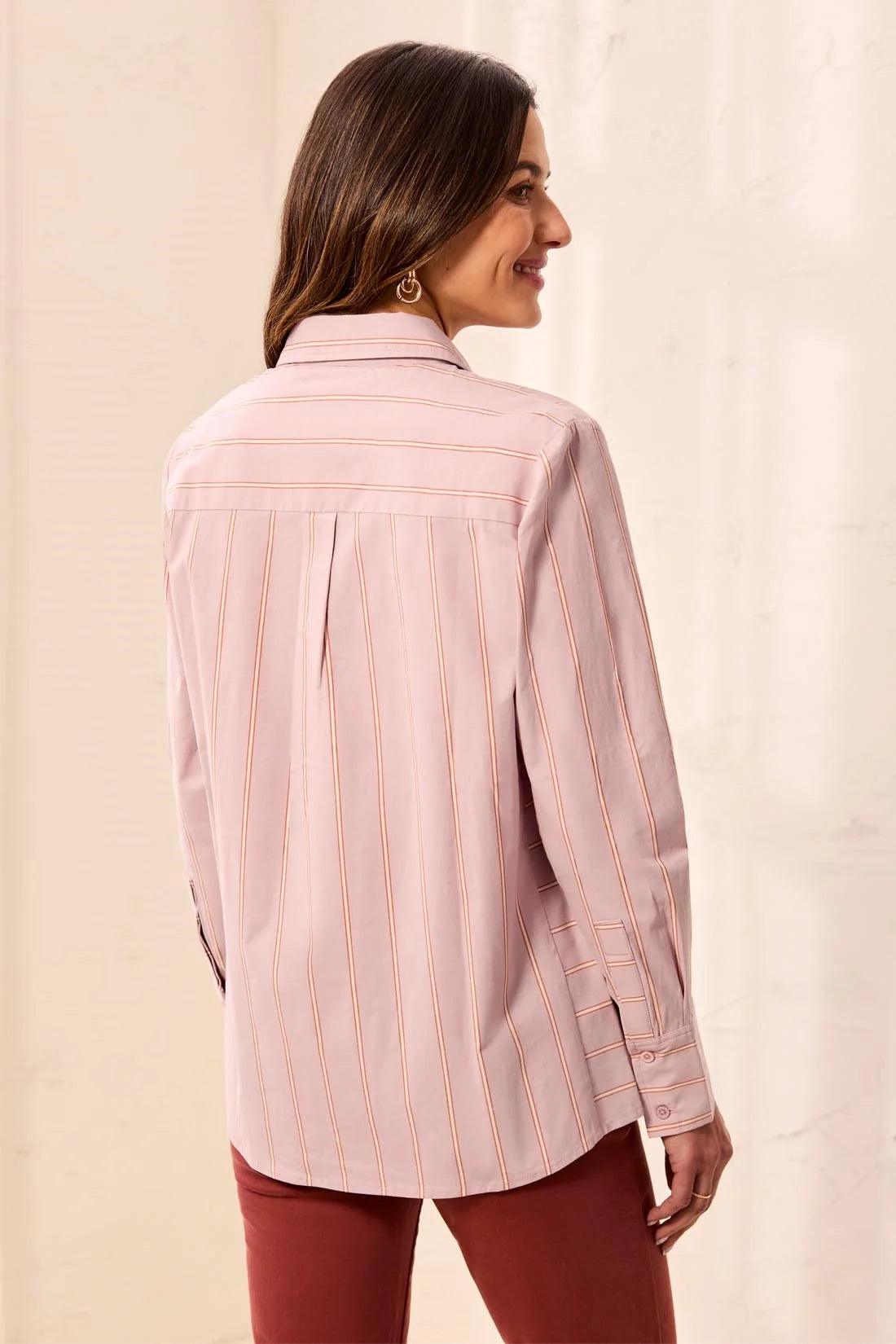 TRIBAL LONG SLEEVE BUTTON FRONT BLOUSE - VIOLET ICE