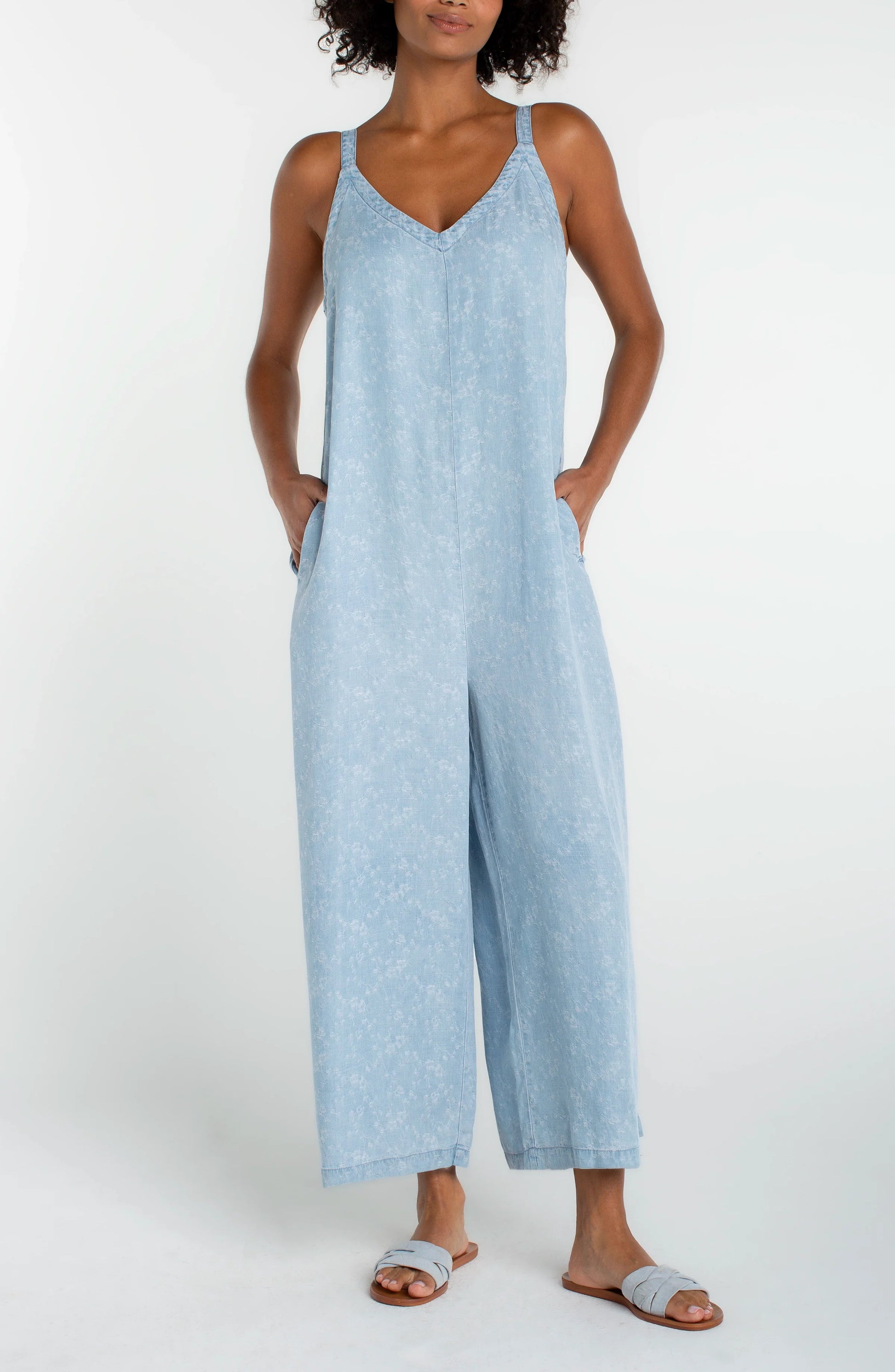 LIVERPOOL WIDE LEG CROP JUMPSUIT - ROSE ICE - Vi-Leen's Fashions