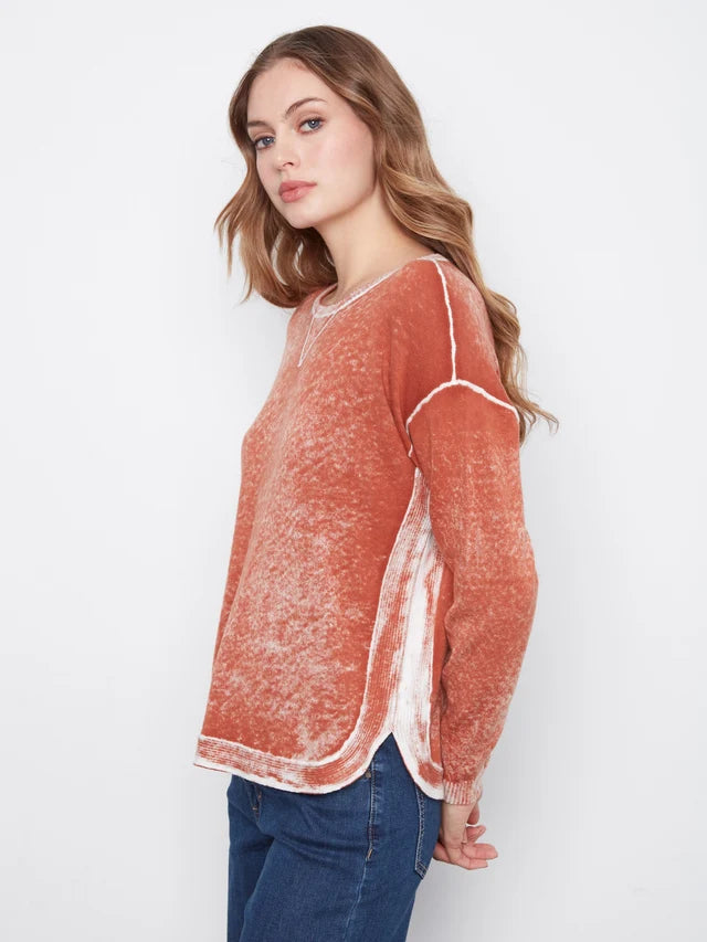 CHARLIE B COTTON CREW NECK SWEATER - GINGER - Vi-Leen's Fashions