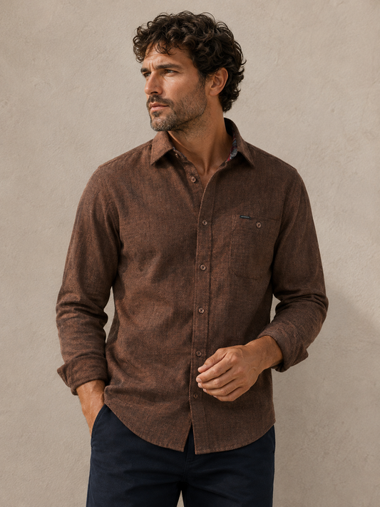 MEN'S POINT ZERO LIGHT BRUSHED FLANNEL SHIRT - BRONZE