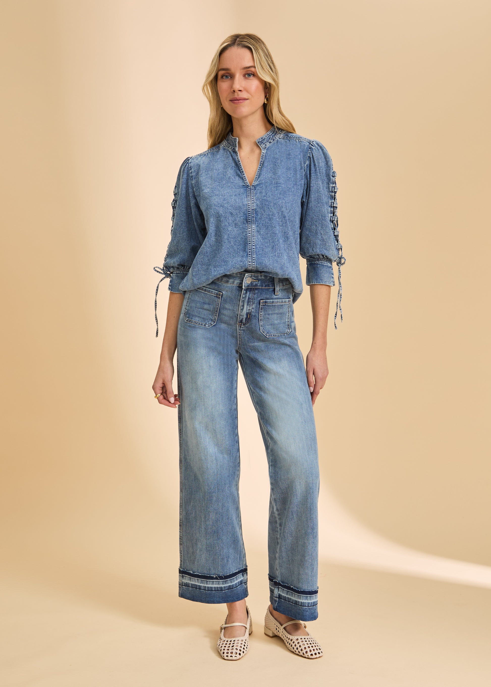 FDJ OLIVIA CUFFED WIDE LEG JEAN - LIGHT WASH - Vi-Leen's Fashions