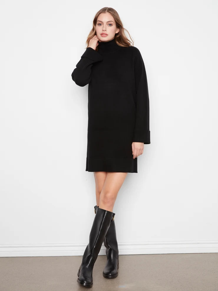 CHARLIE B MOCK NECK SWEATER DRESS - BLACK - Vi-Leen's Fashions