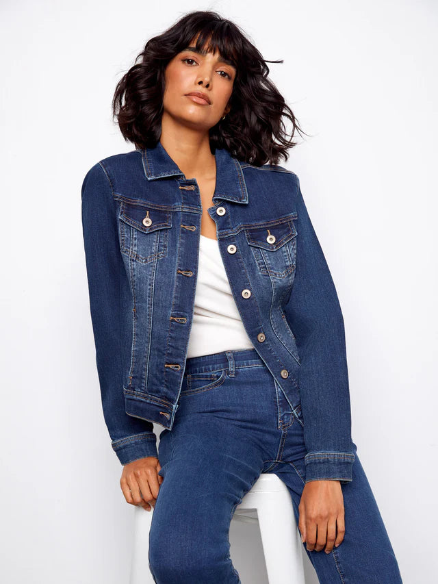 CHARLIE B STRETCH DENIM JACKET - INDIGO - Vi-Leen's Fashions