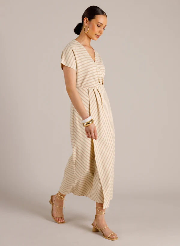 YEST MIREILLE DRESS - CREAM/TAUPE - Vi-Leen's Fashions
