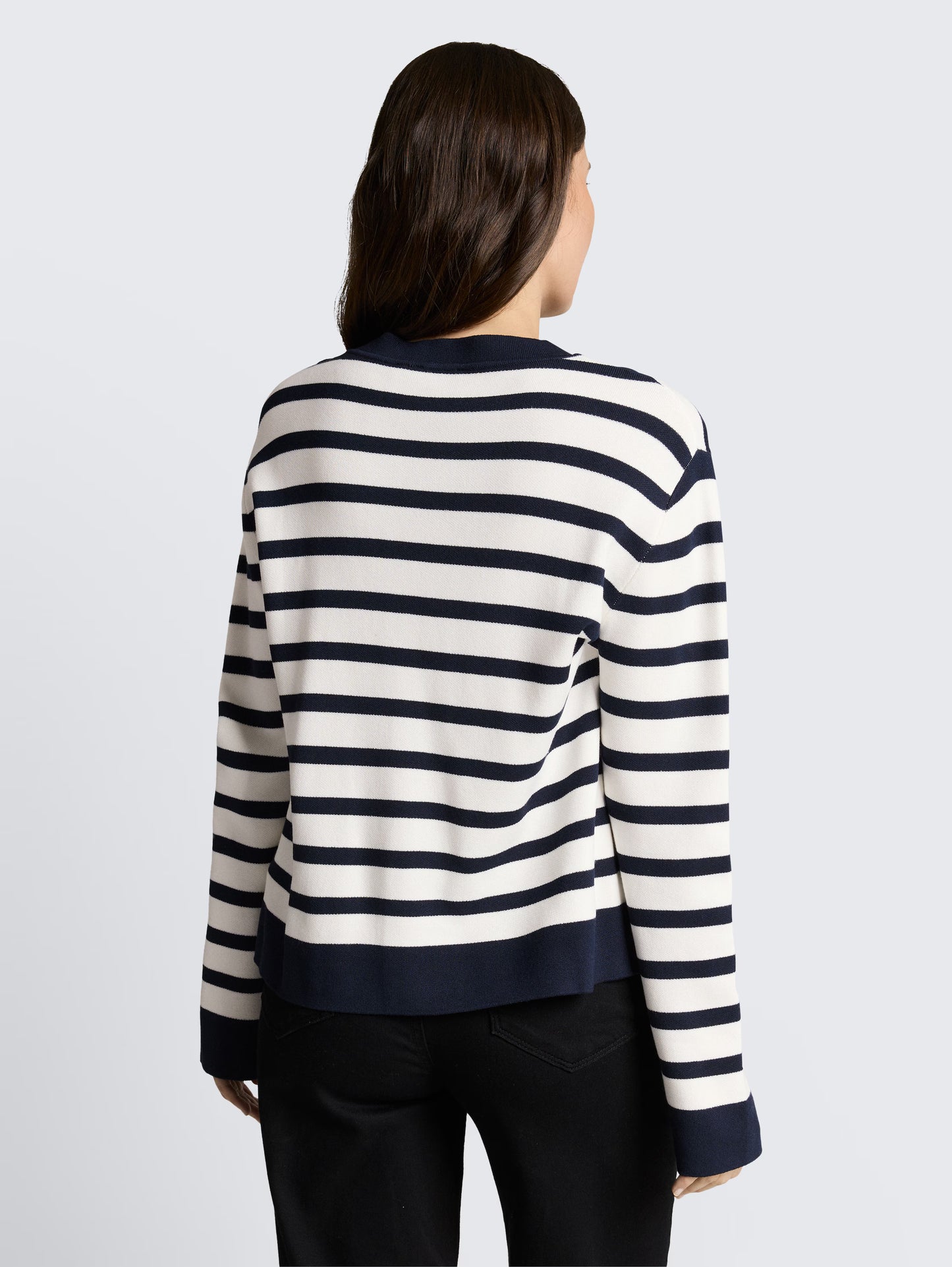 TOM TAILOR MILANO SWEATER WITH BUTTONS - NAVY/WHITE - Vi-Leen's Fashions