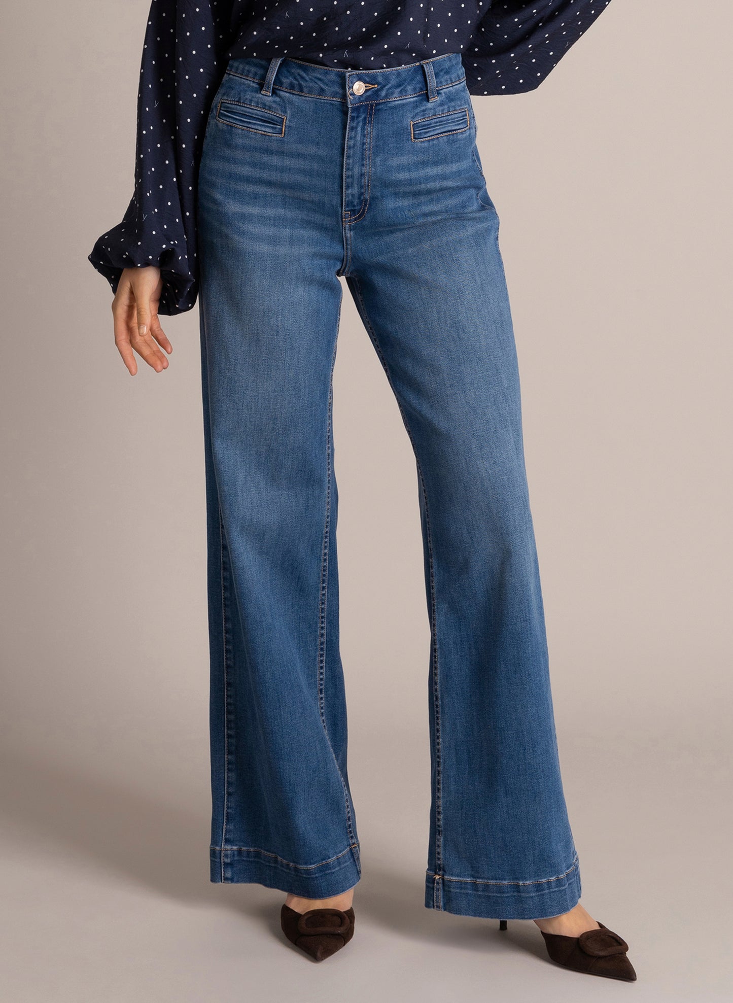 YEST SINKA WIDE LEG JEAN - DARK STONE WASH
