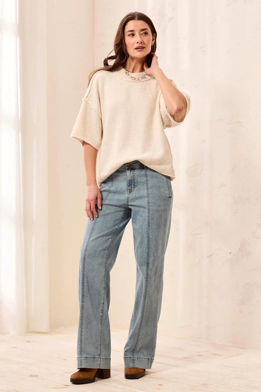 TRIBAL AUDREY FRONT SEAMING WIDE LEG JEAN
