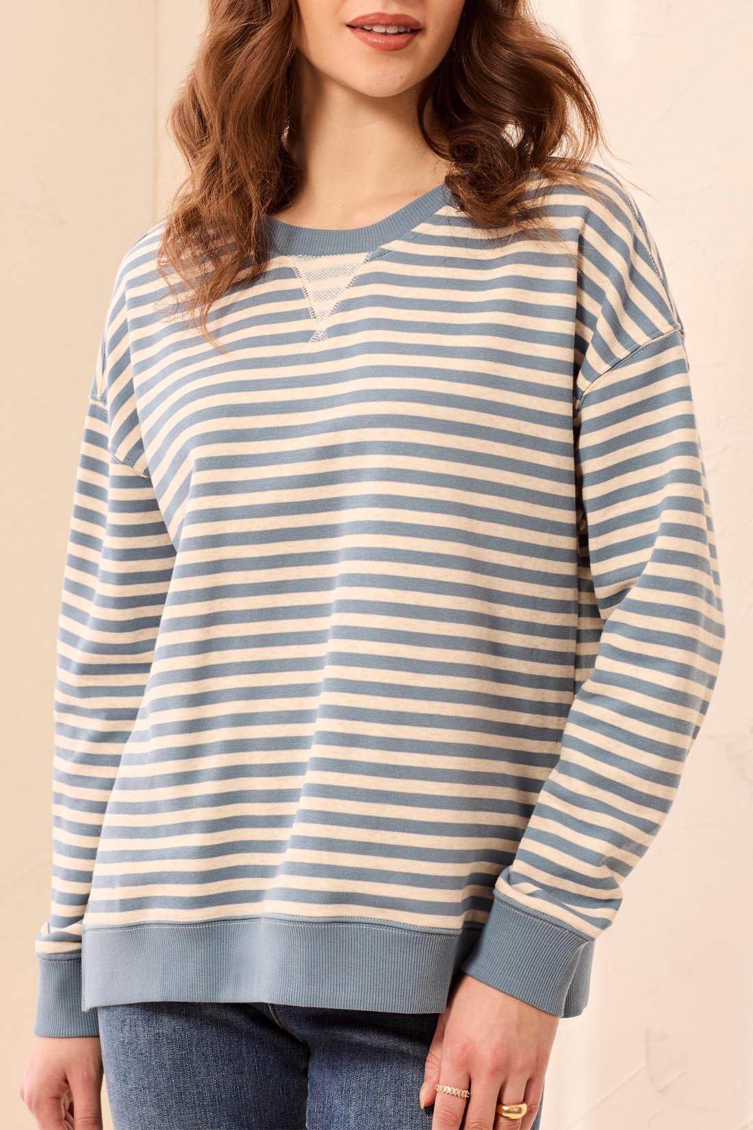 TRIBAL STRIPE SWEATSHIRT - BLUE FOG