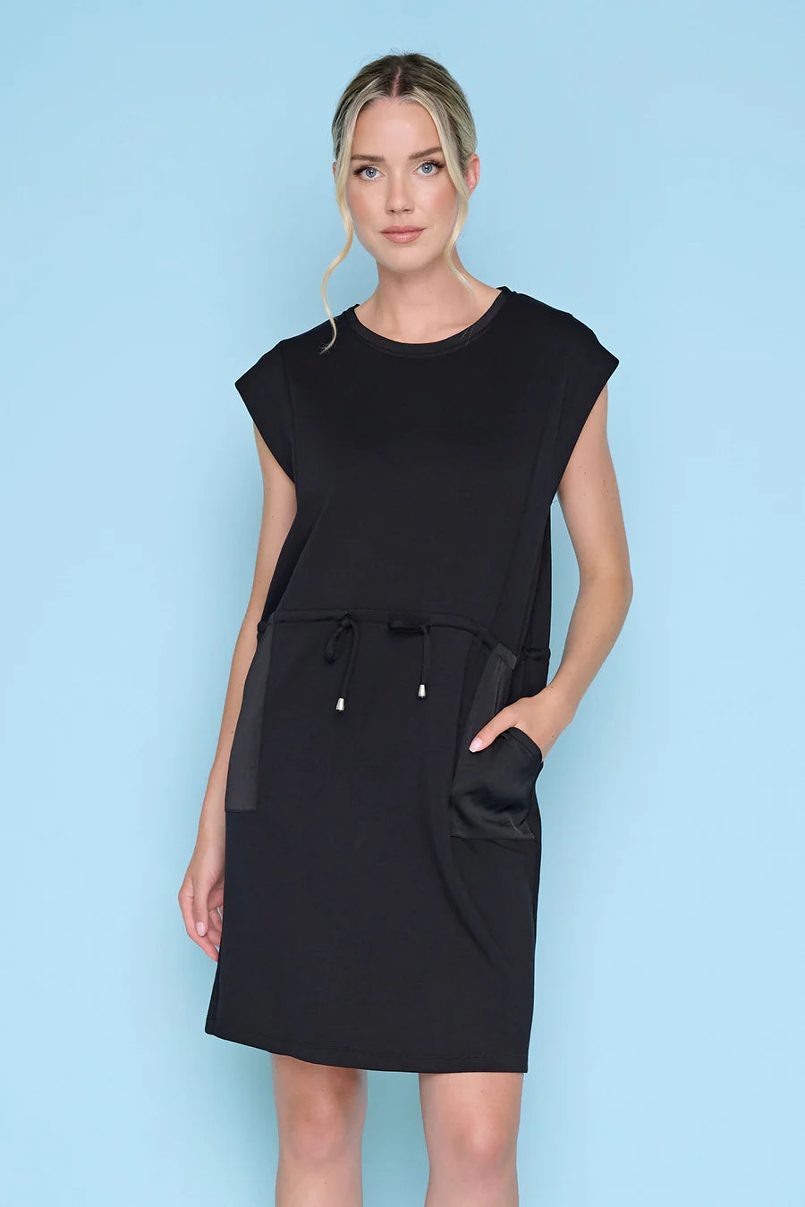 PICADILLY DRAWSTRING WAIST DRESS - BLACK - Vi-Leen's Fashions