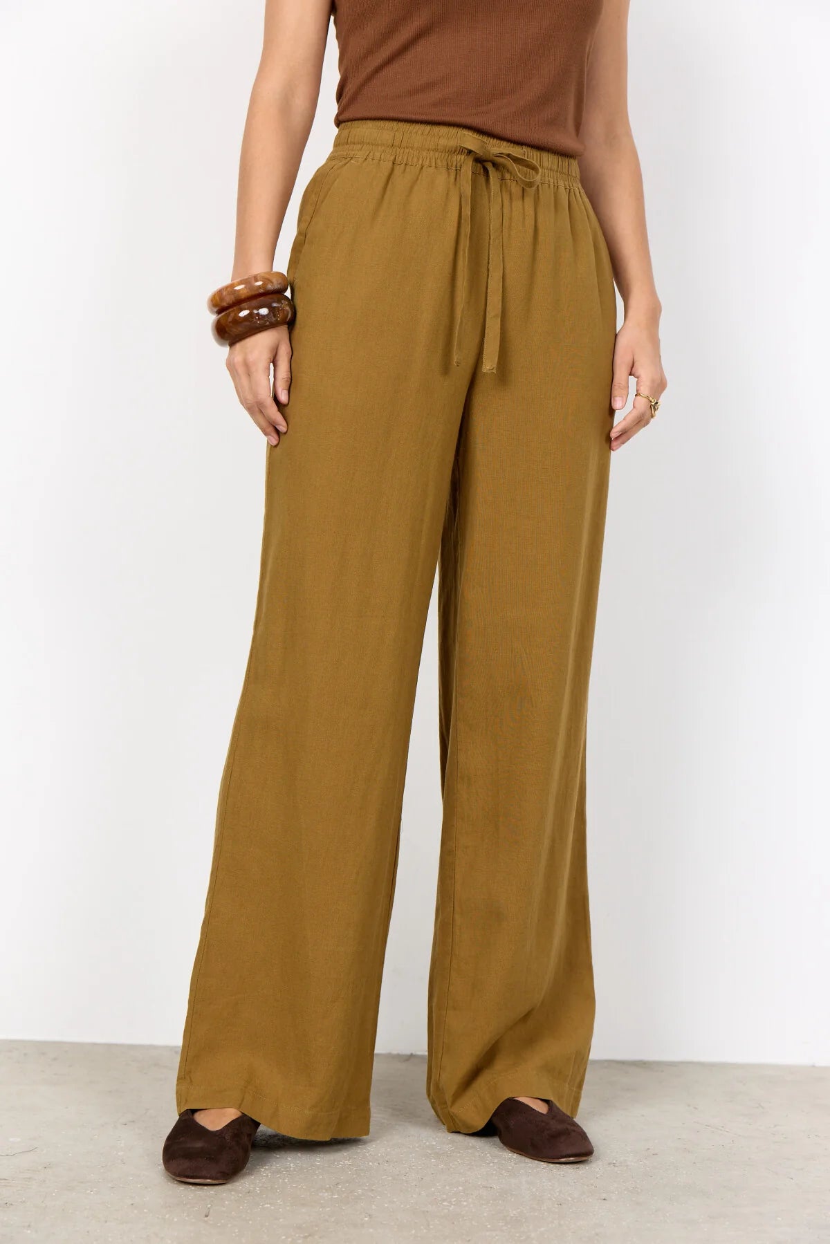 SOYACONCEPT INA LINEN BLEND TROUSER - BUTTERNUT