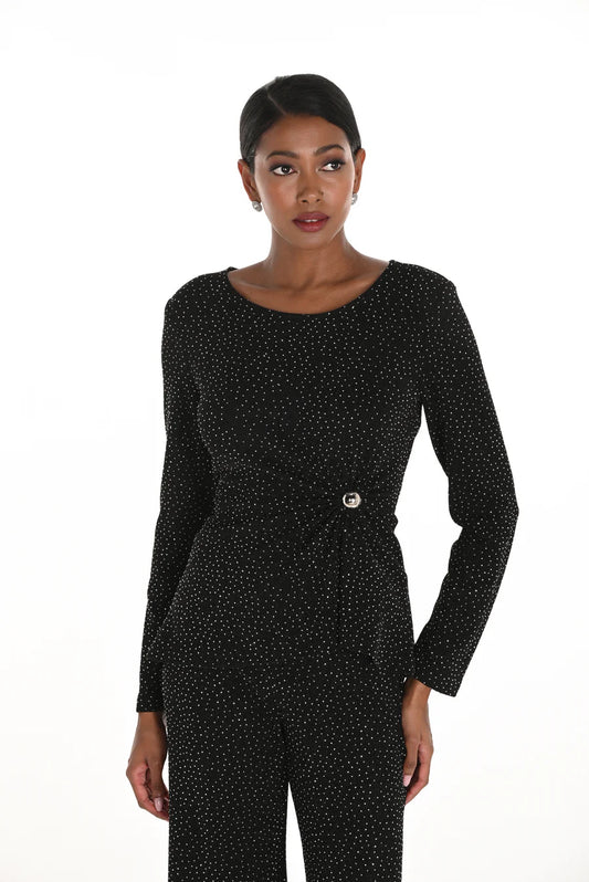 FRANK LYMAN BLACK SILVER LONG SLEEVE TOP