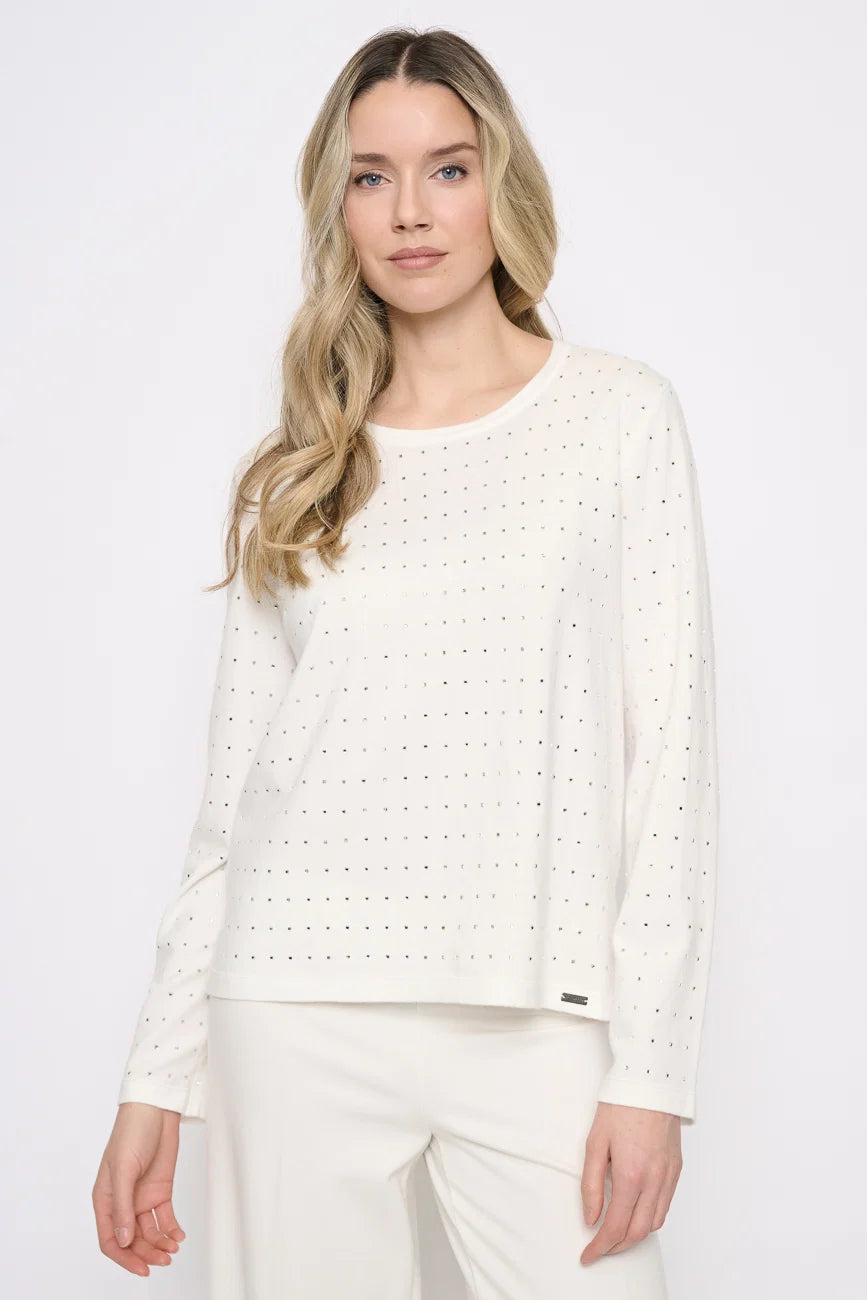 PICADILLY RHINESTONE TOP - OFF WHITE