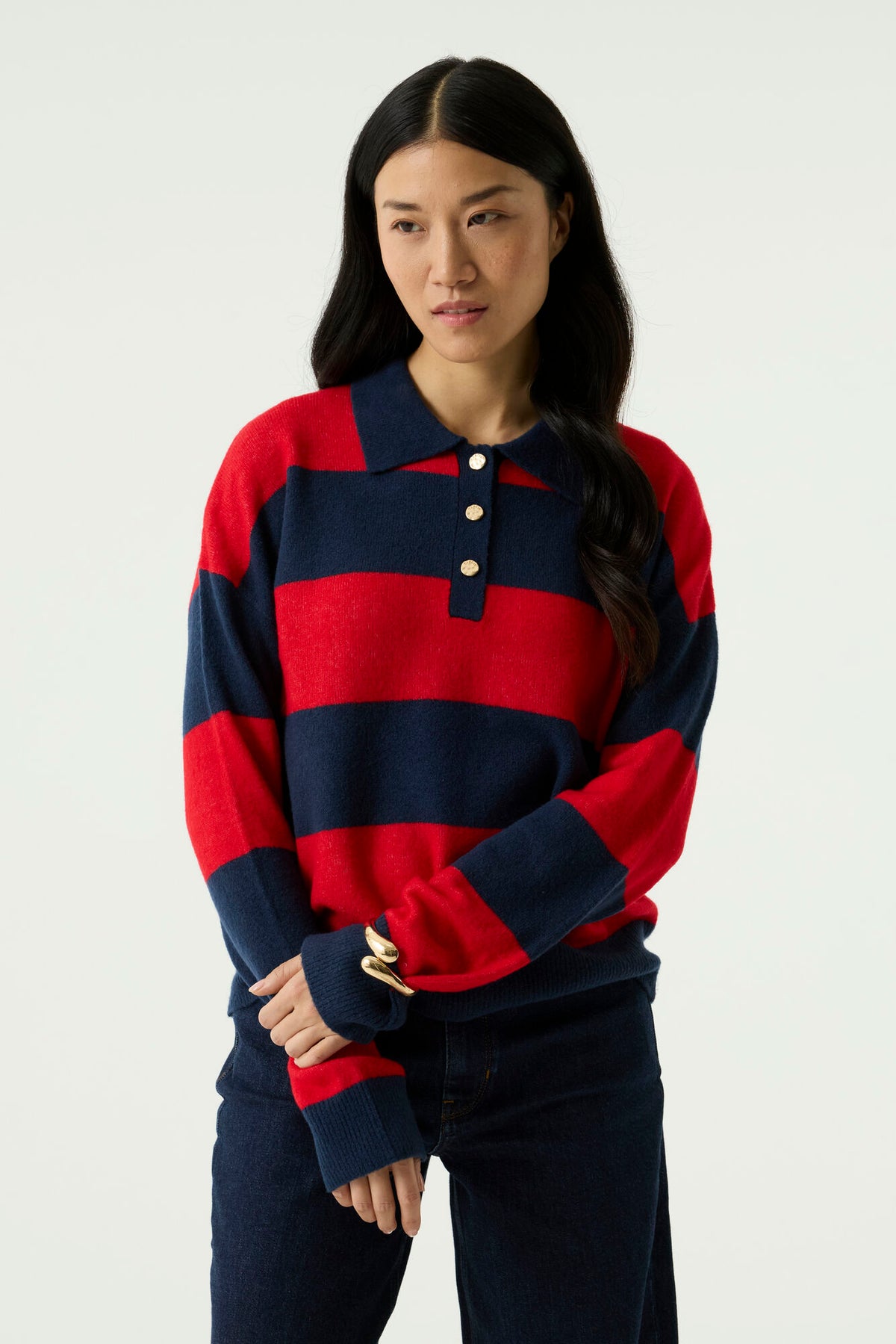 GARCIA POLO STRIPE SWEATER - SAPPHIRE MIST