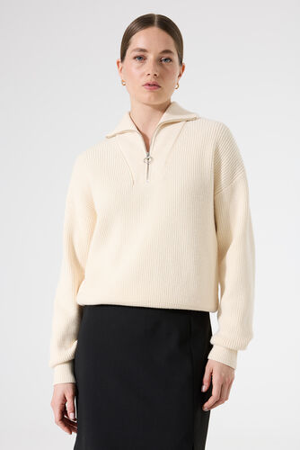 GARCIA HALF ZIP RIBBED PULLOVER - WHITECAP