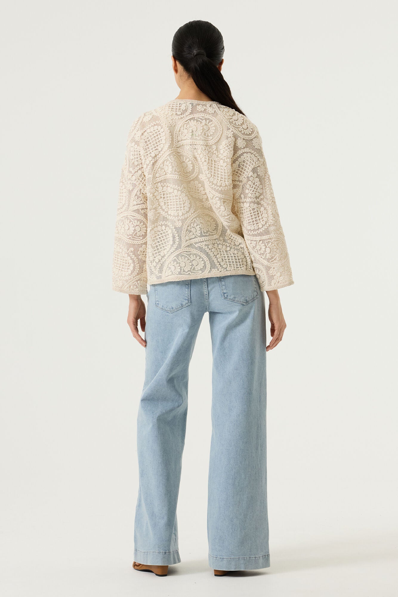 GARCIA EMBROIDERED CARDIGAN - ECRU - Vi-Leen's Fashions