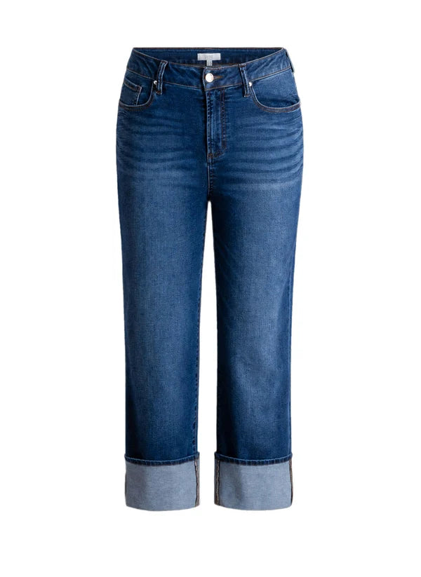 YEST STINA CUFFED JEAN - DARK STONE WASH