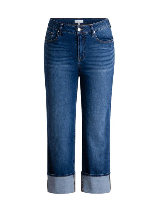 YEST STINA CUFFED JEAN - DARK STONE WASH