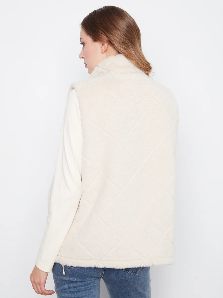 CHARLIE B REVERSIBLE FAUZ FUR VEST - PEARL