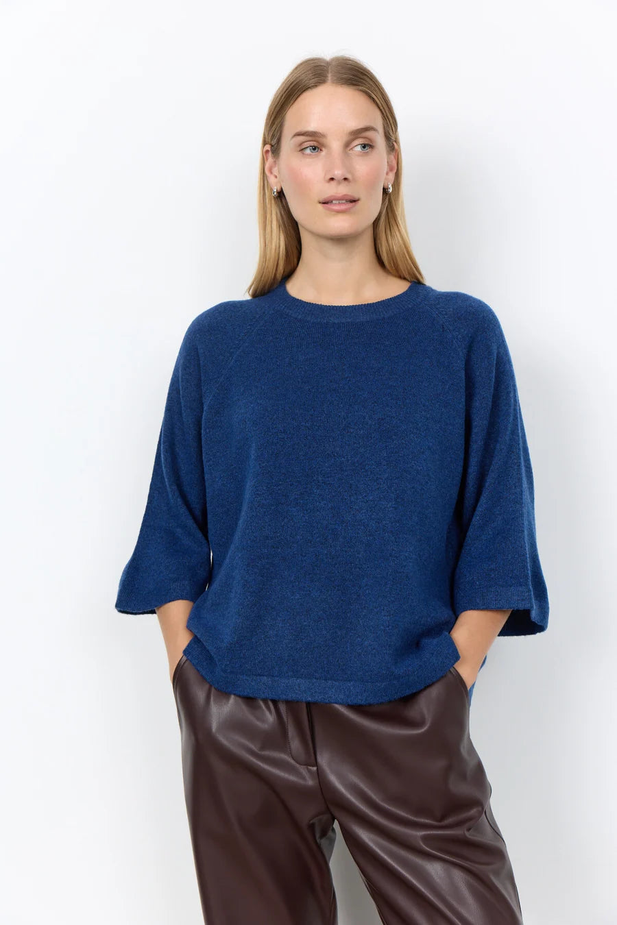 SOYACONCEPT ORLEAN RAGLAN SLEEVE SWEATER - NAVY MELANGE - Vi-Leen's Fashions