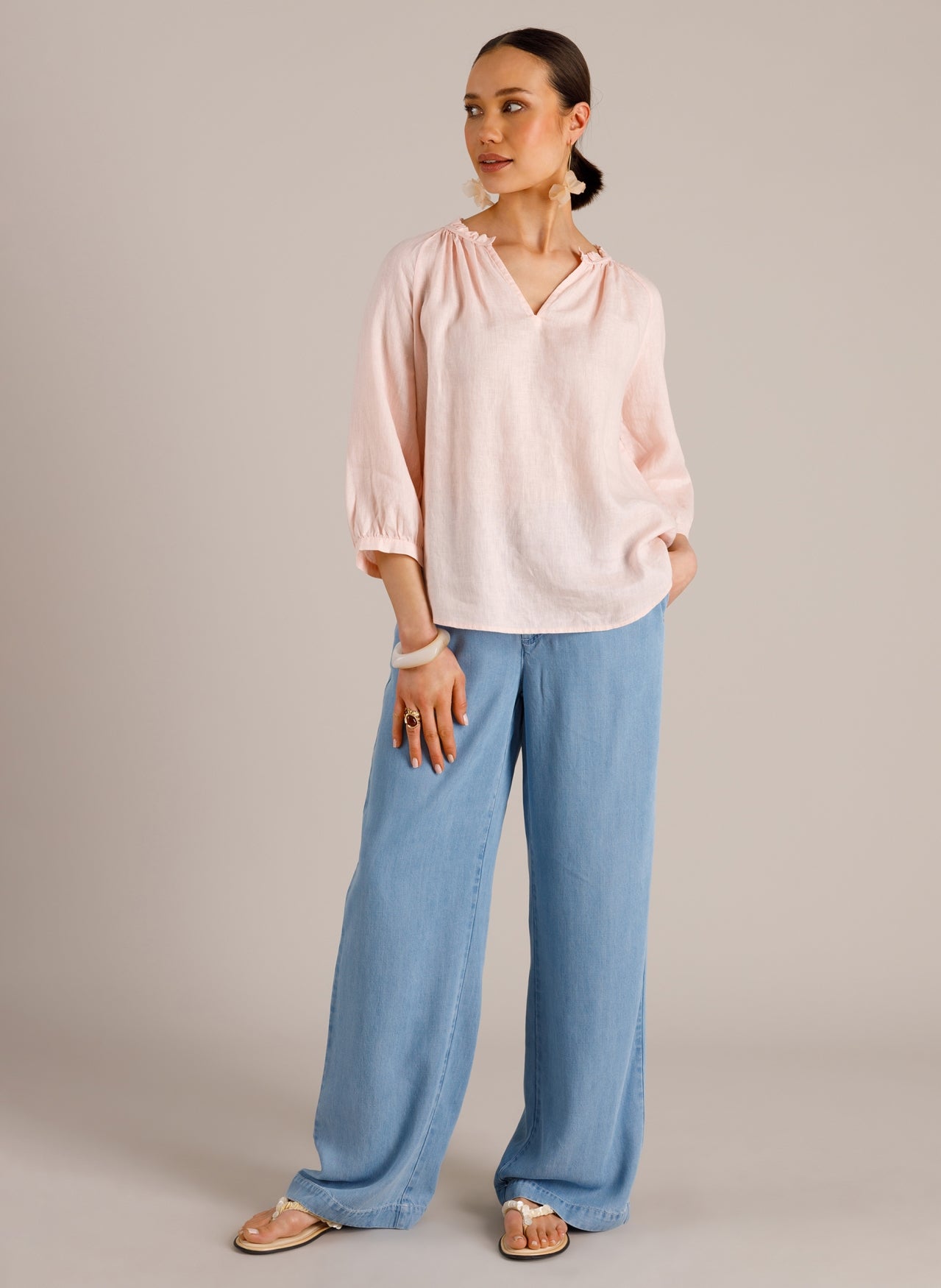 YEST MALIKA LINEN BLOUSE - SOFT ROSE - Vi-Leen's Fashions