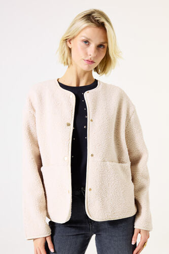 GARCIA BOUCLE SNAP BUTTON FRONT JACKET - CREAM