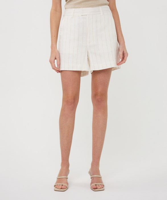 ESQUALO LINEN STRIPE LINED SHORT - OFF WHITE/SAND - Vi-Leen's Fashions